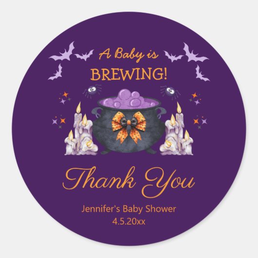 Sticker Rond halloween bébé brassage merci violet éffrayant (Devant)