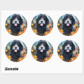 Sticker Rond Halloween Bernedoodle Avec La Peur Citrouille (Feuille)