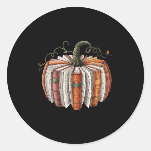 Sticker Rond Halloween Bibliothèques enseignants Automne Livre (Devant)