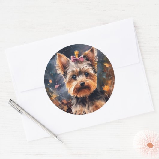 Sticker Rond Halloween Biewer Terrier Avec La Peur Citrouille (Enveloppe)
