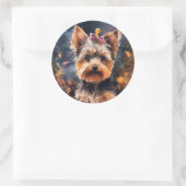 Sticker Rond Halloween Biewer Terrier Avec La Peur Citrouille (Sac)
