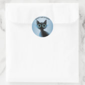 Sticker Rond Halloween Big Eyes Black Blue Evil Chat (Sac)
