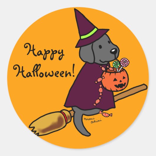 Sticker Rond Halloween Black Labrador Carton 1 (Devant)