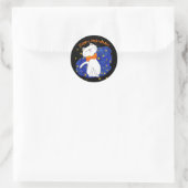 Sticker Rond Halloween blanc Cate Bleu étoile nuit (Sac)