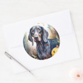 Sticker Rond Halloween Bluetick Coonhound avec la peur Citrouil (Enveloppe)