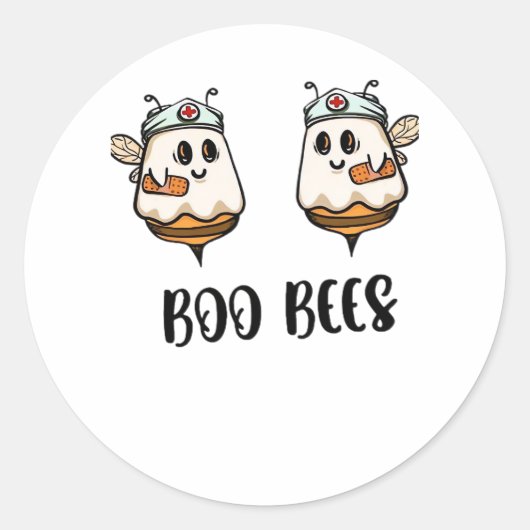 Sticker Rond Halloween Boo Bees Infirmière T-shirt classique (Devant)