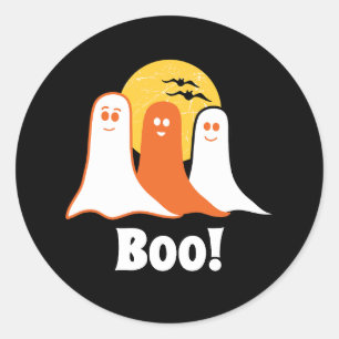 Sticker Rond Halloween Boo Fantômes, enfants, famille