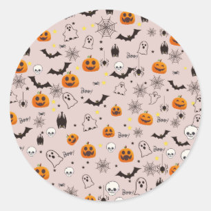Sticker Rond Halloween Boo Ghost Cute