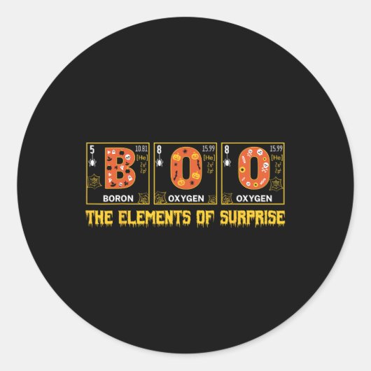 Sticker Rond Halloween Boo School Chimie Physique Nerd Pumpki (Devant)