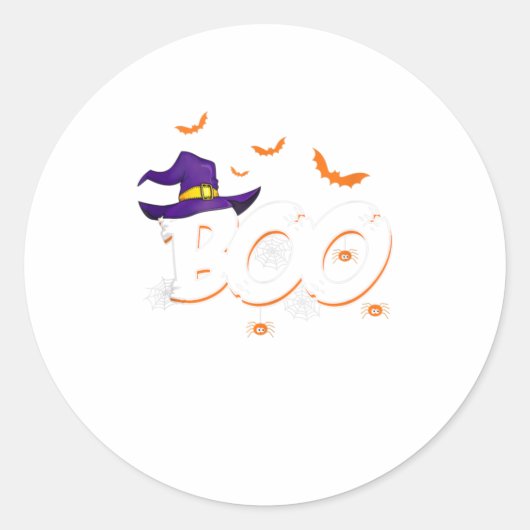 Sticker Rond Halloween Boo sorcière cadeau Casquette Spider Tri (Devant)