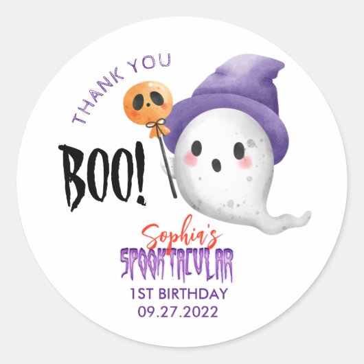 Sticker Rond Halloween Boo Spooktacular Ghost Favoriser (Devant)