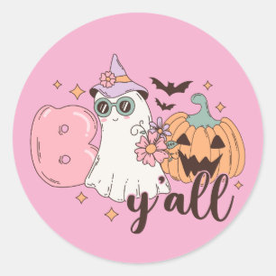 Sticker Rond Halloween Boo Y'All