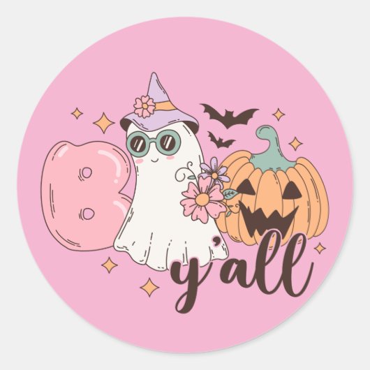 Sticker Rond Halloween Boo Y'All (Devant)