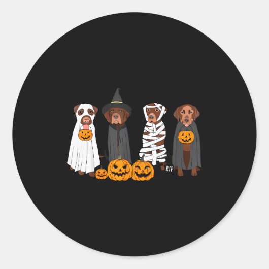 Sticker Rond Halloween Brown Labrador Ghost Soky Chocolate Lab  (Devant)