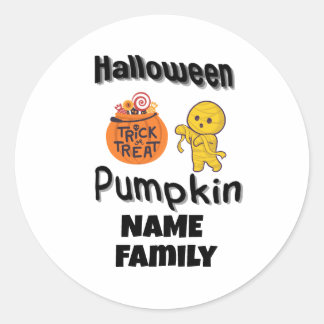 Sticker Rond Halloween cadeaux de famille nom personnalisé