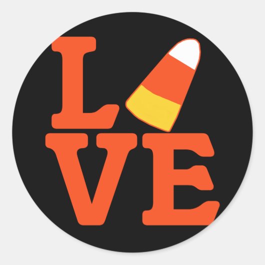 Sticker Rond Halloween Candy Corn LOVE (Devant)