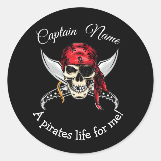 Sticker Rond Halloween Capitaine noire Pirate Légende (Devant)