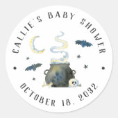 Sticker Rond Halloween Cauldron Baby shower Favoriser (Devant)