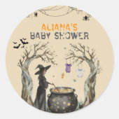 Sticker Rond Halloween Cauldron Spooky Black Witch Baby Shower (Devant)