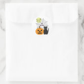 Sticker Rond Halloween chats et Citrouilles (Sac)