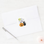 Sticker Rond Halloween chats et Citrouilles (Enveloppe)