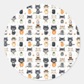 Sticker Rond Halloween chats mignons (Devant)