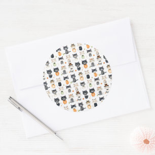 Sticker Rond Halloween chats mignons