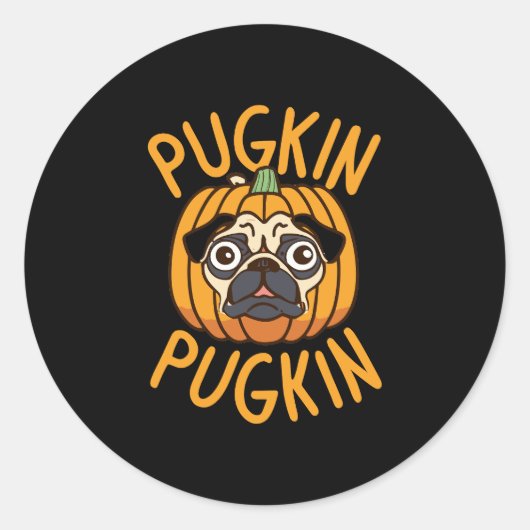 Sticker Rond Halloween Chien de Carlin Pougkin (Devant)