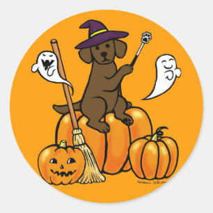 Sticker Rond Halloween Chocolat Labrador Carton 2