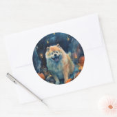 Sticker Rond Halloween Chow Chow Avec La Peur Citrouille (Enveloppe)