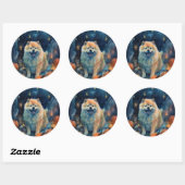 Sticker Rond Halloween Chow Chow Avec La Peur Citrouille (Feuille)