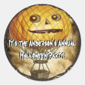 Sticker Rond HALLOWEEN Citrouille Head Hot Air Balloon (Devant)