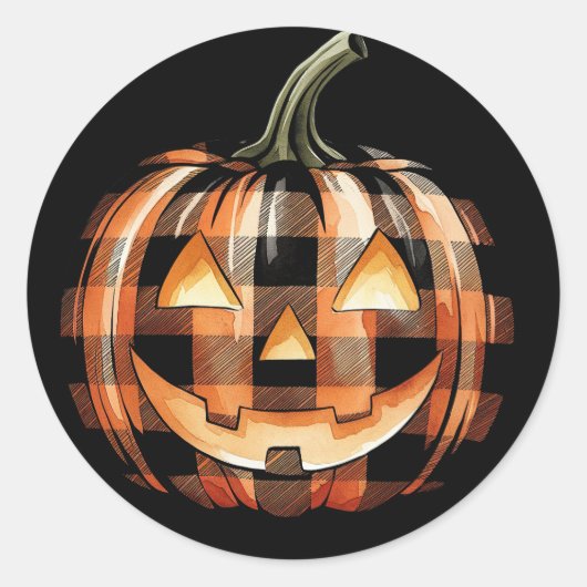 Sticker Rond Halloween Citrouille Jack-O'-Lantern (Devant)