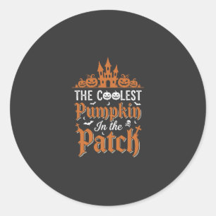 Sticker Rond Halloween Citrouille la plus cool du patch vintage