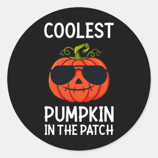 Sticker Rond Halloween Citrouille Le Plus Coolest Dans Le Patch (Devant)