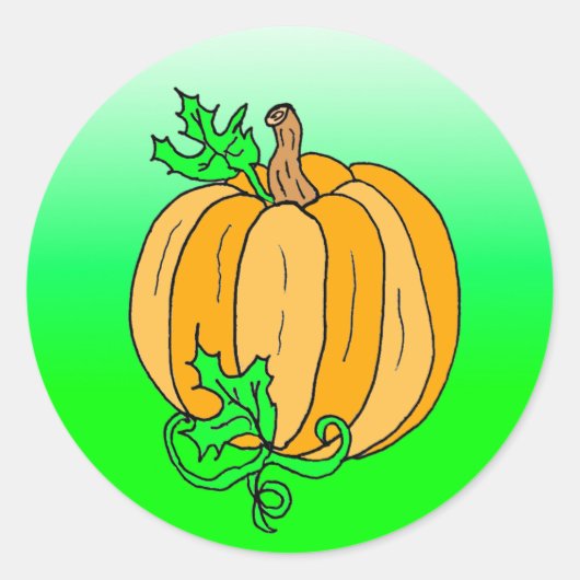 Sticker Rond Halloween Citrouille Lime Green Automne saison (Devant)