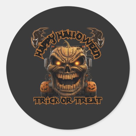 Sticker Rond Halloween Citrouille Monster Truck Éffrayant Haunt (Devant)