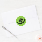 Sticker Rond Halloween citrouille Vert Visage (Enveloppe)