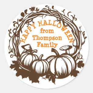 Sticker Rond Halloween Citrouille Wreath Trace ou traitement