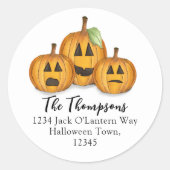 Sticker Rond Halloween Citrouilles Lumineuses de Retour Adresse (Devant)