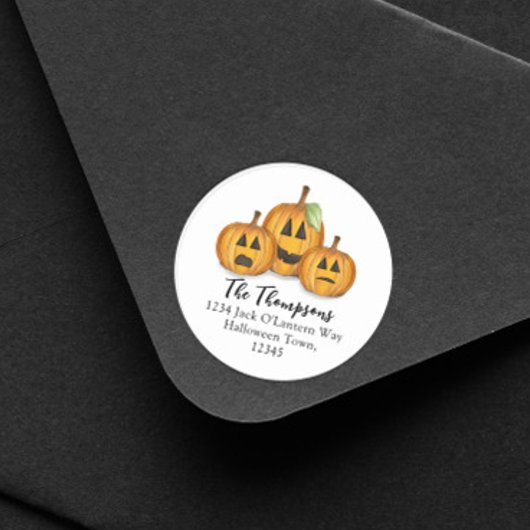 Sticker Rond Halloween Citrouilles Lumineuses Retour Adresse