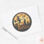 Sticker Rond Halloween City et les chats noirs (Enveloppe)