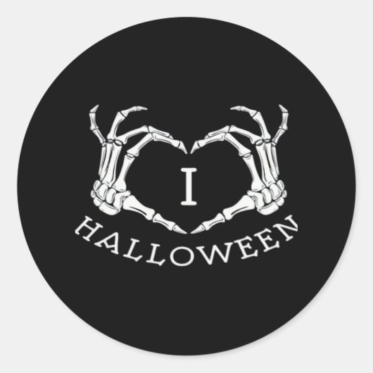Sticker Rond Halloween! Classique - Skeleton Hands Heart (Devant)