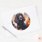 Sticker Rond Halloween Cocker Spaniel Avec Citrouilles (Enveloppe)