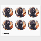 Sticker Rond Halloween Cocker Spaniel Avec Citrouilles (Feuille)