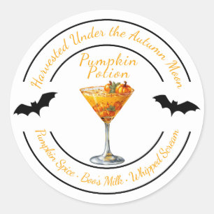 Sticker Rond Halloween Cocktail de citrouille Boisson autom