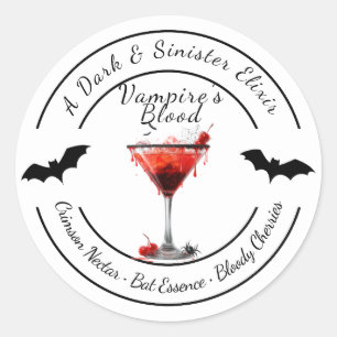 Sticker Rond Halloween Cocktail de Sang de Vampire Boisson