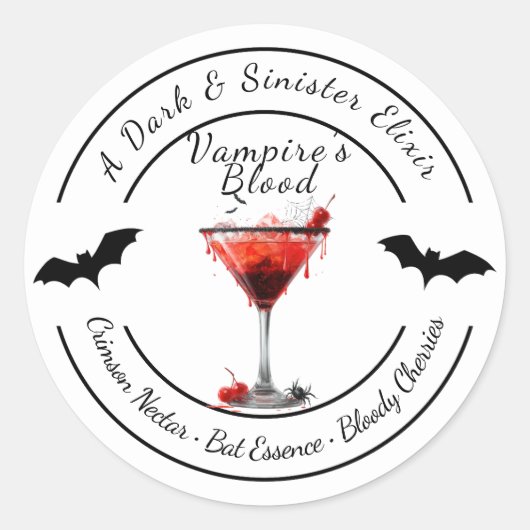 Sticker Rond Halloween | Cocktail de Sang de Vampire | Boisson  (Devant)