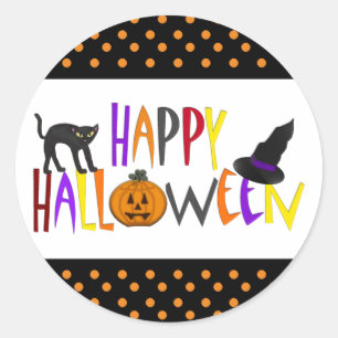 Sticker Rond Halloween coloré et heureux