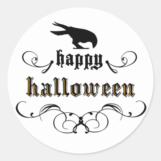 Sticker Rond Halloween - Corbeau (Devant)